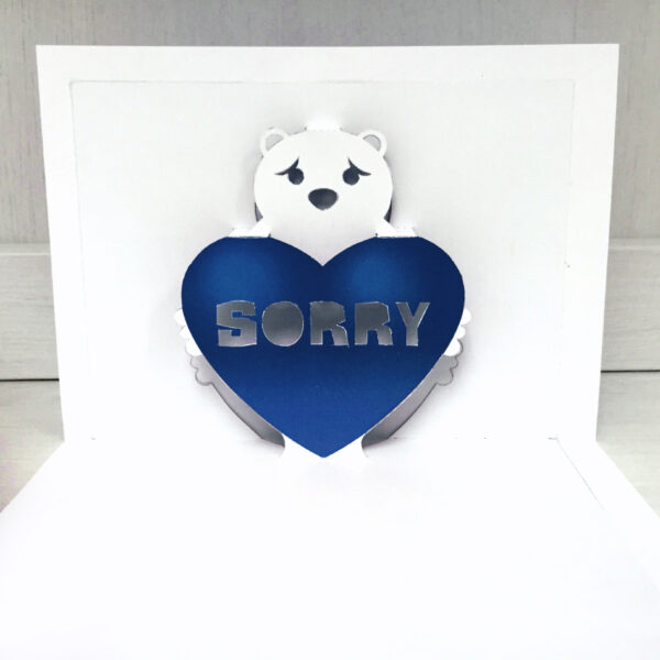 Sorry Blue Bear Pop Up Card