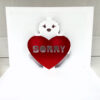 Sorry Red Bear Pop Up Card
