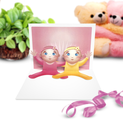 Baby Twins Pop Up Card
