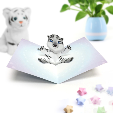 Bengal White Tiger Pop Up Card