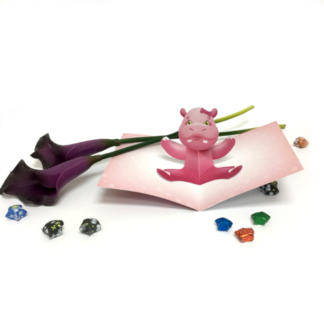 Girl Hippo Pop Up Card